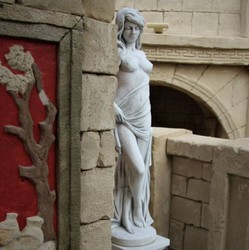 Casa Padrino Escultura de Decoración de Jardín Art Nouveau Mujer Gris A. 150 cm - Elegante Decoración de Jardín Figura - Accesorios de Decoración de Jardín Barrocos y Art Nouveau