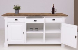 Casa Padrino barra de bar de estilo campestre blanco / marrón oscuro 191 x 68 x A. 95 cm - Mesa de bar de madera maciza - Muebles de bar de madera maciza en estilo campestre