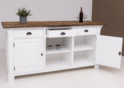 Casa Padrino barra de bar de estilo campestre blanco / marrón oscuro 191 x 68 x A. 95 cm - Mesa de bar de madera maciza - Muebles de bar de madera maciza en estilo campestre