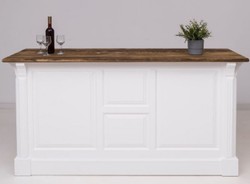 Casa Padrino barra de bar de estilo campestre blanco / marrón oscuro 191 x 68 x A. 95 cm - Mesa de bar de madera maciza - Muebles de bar de madera maciza en estilo campestre