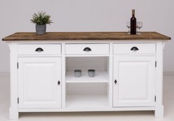 Casa Padrino barra de bar de estilo campestre blanco / marrón oscuro 191 x 68 x A. 95 cm - Mesa de bar de madera maciza - Muebles de bar de madera maciza en estilo campestre