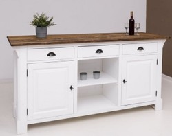 Casa Padrino barra de bar de estilo campestre blanco / marrón oscuro 191 x 68 x A. 95 cm - Mesa de bar de madera maciza - Muebles de bar de madera maciza en estilo campestre