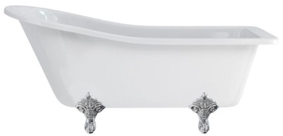 Casa Padrino baignoire Art Nouveau de luxe blanc / argent 169 x 73 x H. 77 cm - Baignoire îlot rétro en acrylique - Mobilier de salle de bain rétro