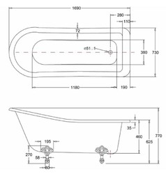 Freistehende Luxus Jugendstil Acryl Badewanne Weiß Silber Freestanding Luxury Art Nouveau Acrylic Bathtub White Silver