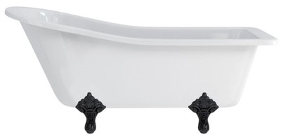 Casa Padrino bañera Art Nouveau de lujo blanco / negro 169 x 73 x A. 77 cm - Bañera acrílica retro independiente - Mueble de baño retro