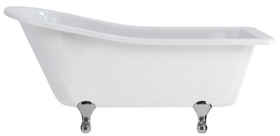 Casa Padrino baignoire Art Nouveau de luxe blanc / argent 169 x 73 x H. 77 cm - Baignoire îlot rétro en acrylique - Meubles de salle de bain rétro nostalgiques