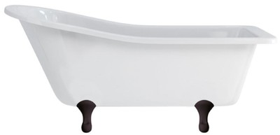 Casa Padrino baignoire Art Nouveau de luxe blanc / noir 169 x 73 x H. 77 cm - Baignoire îlot rétro en acrylique - Meubles de salle de bain rétro nostalgiques