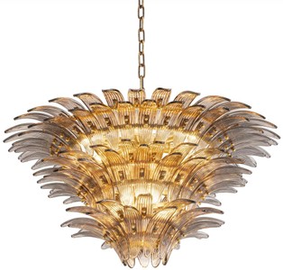 Casa Padrino lustre en verre de luxe laiton / gris Ø 80 x H. 41 cm - Lustre Rond pour Hôtel et Restaurant - Qualité de Luxe