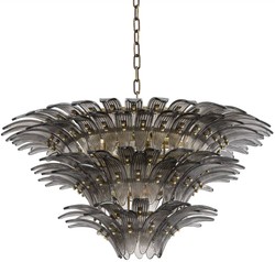 Casa Padrino araña de luces de cristal de lujo latón / gris Ø 80 x A. 41 cm - Araña de Luces Redonda para Hoteles y Restaurantes - Calidad de Lujo