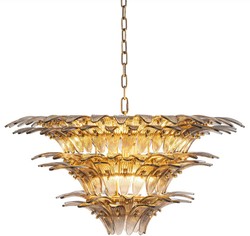 Casa Padrino araña de luces de cristal de lujo latón / gris Ø 80 x A. 41 cm - Araña de Luces Redonda para Hoteles y Restaurantes - Calidad de Lujo