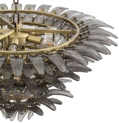 Casa Padrino araña de luces de cristal de lujo latón / gris Ø 80 x A. 41 cm - Araña de Luces Redonda para Hoteles y Restaurantes - Calidad de Lujo