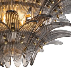 Casa Padrino araña de luces de cristal de lujo latón / gris Ø 80 x A. 41 cm - Araña de Luces Redonda para Hoteles y Restaurantes - Calidad de Lujo