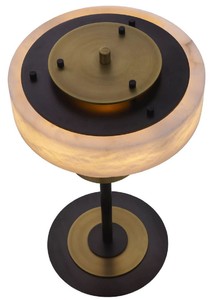 Casa Padrino Luxus Tischleuchte Antik Messing / Alabaster Ø 35 x H. 66,5 cm - Runde Metall Schreibtschleuchte mit Alabaster Lampenschirmen - Luxus Kollektion