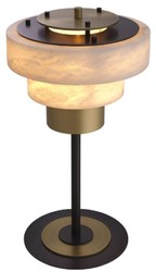 Casa Padrino luxury table lamp antique brass / alabaster Ø 35 x H. 66.5 cm - Round metal desk lamp with alabaster lampshades - Luxury Collection