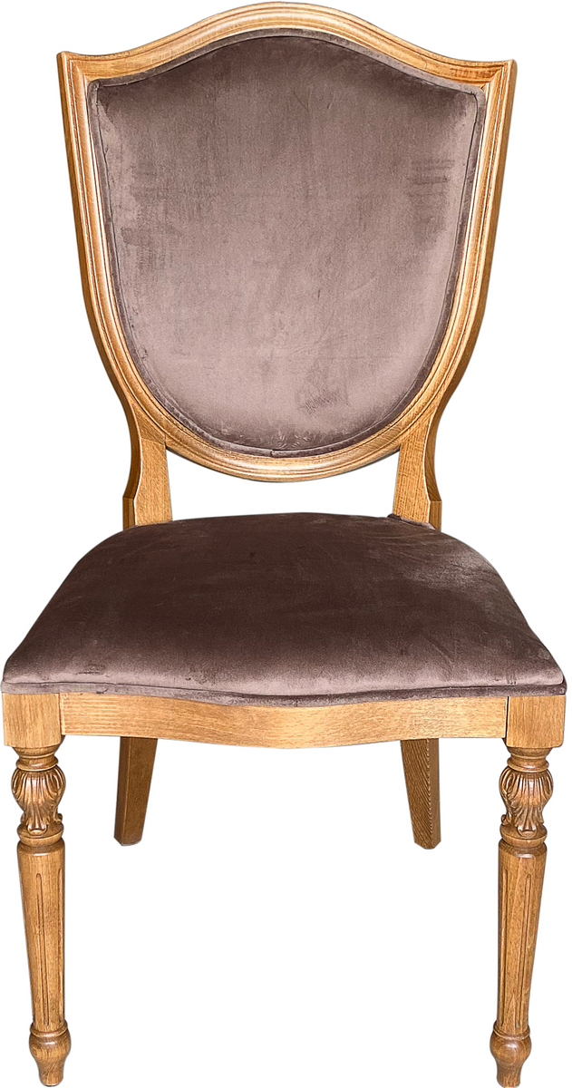 Casa Padrino chaise de salle à manger Art Déco de luxe marron / naturelle - Chaise élégante en bois massif avec tissu en velours fin - Mobilier de Salle à Manger Art Déco Casa Padrino chaise de salle à manger Art Déco de luxe marron / naturelle - Chaise élégante en bois massif avec tissu en velours fin - Mobilier de Salle à Manger Art Déco