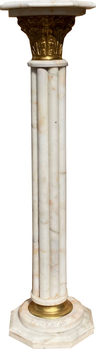 Casa Padrino baroque column white / gold H. 113 cm - Sumptuous marble column in baroque style - Baroque decoration accessories Casa Padrino baroque column white / gold H. 113 cm - Sumptuous marble column in baroque style - Baroque decoration accessories
