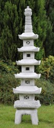 Casa Padrino Luxury Garden Decoration Pagoda Gray 24 x 24 x H. 128 cm - Elegant 5-Tier Stone Pagoda - Garden & Terrace Decoration Accessories in Japanese Style