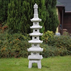 Casa Padrino Luxury Garden Decoration Pagoda Gray 24 x 24 x H. 128 cm - Elegant 5-Tier Stone Pagoda - Garden & Terrace Decoration Accessories in Japanese Style