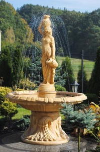 Casa Padrino fontana Art Nouveau beige Ø 155 x A. 228 cm - Magnifica Fontana da Giardino - Fontana Decorativa da Giardino - Accessori Decorativi da Giardino Barocco e Art Nouveau