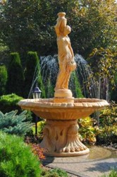 Casa Padrino Art Nouveau fountain beige Ø 155 x H. 228 cm - Magnificent garden fountain - Garden decoration fountain - Baroque & Art Nouveau Garden Decoration Accessories