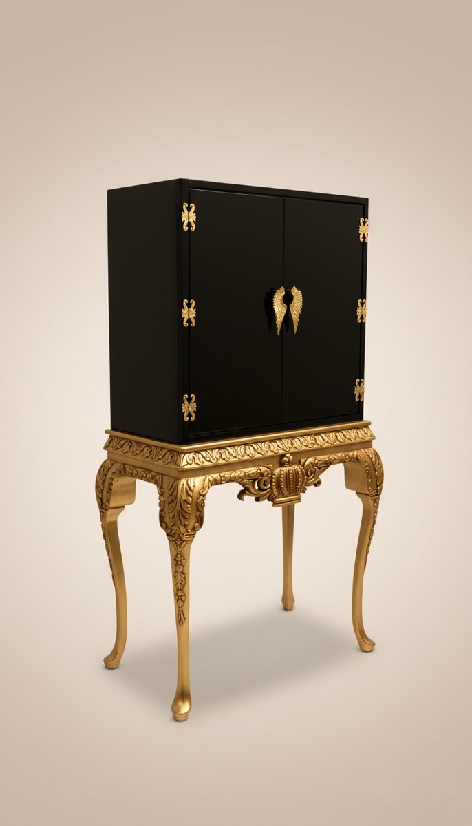 Pompöös by Casa Padrino Luxus Barock Barschrank Schwarz / Gold - Pompööser Barock Weinschrank designed by Harald Glööckler - Barock Bar Möbel - Edel & Prunkvoll Pompöös by Casa Padrino Luxus Barock Barschrank Schwarz / Gold - Pompööser Barock Weinschrank designed by Harald Glööckler - Barock Bar Möbel - Edel & Prunkvoll