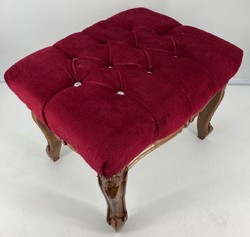 Casa Padrino taburete barroco rojo burdeos / marrón - Taburete de estilo antiguo hecho a mano con pedrería - Muebles de estilo barroco