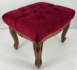 Casa Padrino taburete barroco rojo burdeos / marrón - Taburete de estilo antiguo hecho a mano con pedrería - Muebles de estilo barroco