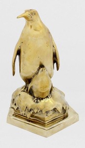Casa Padrino sculpture décorative de luxe en bronze mère pingouin avec enfant or 22 x 15 x H. 33 cm - Figurine en bronze - Figurine décorative - Accessoires de décoration de luxe