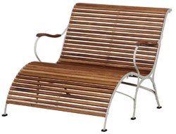 Luxus Jugendstil Gartenbank mit Armlehnen und Fußstütze Braun Creme Luxury Art Nouveau Garden Bench with Armrests and Footrest Brown Cream
