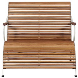 Luxus Jugendstil Gartenbank mit Armlehnen und Fußstütze Braun Creme Luxury Art Nouveau Garden Bench with Armrests and Footrest Brown Cream