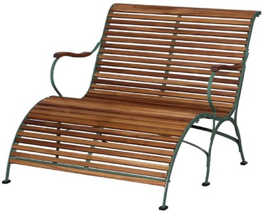 Casa Padrino panca da giardino Art Nouveau di lusso marrone / verde 107 x 150 x A. 91 cm - Panca da giardino e patio con braccioli e poggiapiedi - Mobili da Giardino e Patio Art Nouveau