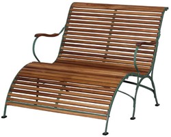 Casa Padrino banc de jardin Art Nouveau de luxe marron / vert 107 x 150 x H. 91 cm - Banc de jardin & terrasse avec accoudoirs et repose-pieds - Mobilier de Jardin & Terrasse Art Nouveau