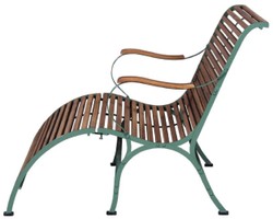 Casa Padrino banc de jardin Art Nouveau de luxe marron / vert 107 x 150 x H. 91 cm - Banc de jardin & terrasse avec accoudoirs et repose-pieds - Mobilier de Jardin & Terrasse Art Nouveau