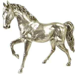 Casa Padrino luxury bronze figure horse silver 80 x 20 x H. 70 cm - Bronze Sculpture - Decoration Figure - Decoration Accessories - Luxury Collection