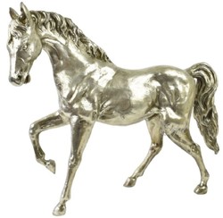 Casa Padrino luxury bronze figure horse silver 80 x 20 x H. 70 cm - Bronze Sculpture - Decoration Figure - Decoration Accessories - Luxury Collection