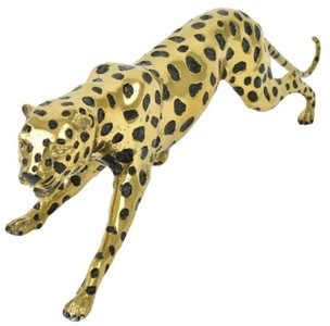 Casa Padrino sculpture bronze de luxe guépard or / noir 62 x 14 x H. 18 cm - Figure décoration bronze - Figure animalière bronze - Accessoires de Décoration de Luxe