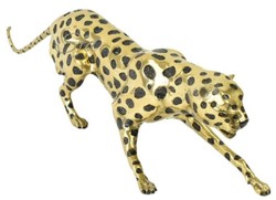 Luxus Deko Bronze Skulptur Figur Gepard Gold Schwarz Luxury Deco Bronze Sculpture Figure Cheetah Gold Black