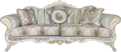 Casa Padrino canapé baroque de luxe vert / blanc / or - Magnifique canapé de salon avec motif élégant - Meuble de salon baroque Casa Padrino canapé baroque de luxe vert / blanc / or - Magnifique canapé de salon avec motif élégant - Meuble de salon baroque