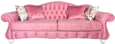 Casa Padrino canapé baroque de luxe rose / blanc - Magnifique canapé de salon - Meuble de salon baroque - Noble & Magnifique