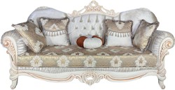 Casa Padrino divano barocco di lusso bianco / multicolore / bianco / beige - Magnifico divano da soggiorno con motivo elegante - Mobili da soggiorno barocchi - Nobile e Magnifico