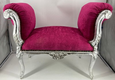 Casa Padrino baroque stool purple / silver - Handmade antique style stool - Baroque style stool - Baroque living room furniture