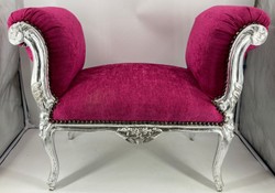 Casa Padrino baroque stool purple / silver - Handmade antique style stool - Baroque style stool - Baroque living room furniture