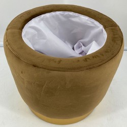 Runder Luxus Samt Hocker Sitzhocker mit Deckel und Stauraum Ocker Gold Round Luxury Velvet Stool Pouf with Lid and Storage Ocher Gold