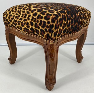 Casa Padrino baroque footstool leopard pattern / brown - Handmade antique style stool in baroque style - Baroque style living room furniture