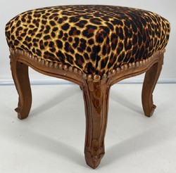 Casa Padrino tabouret baroque léopard motif / marron - Repose pieds de style ancien fait main de style baroque - Mobilier de salon de style baroque