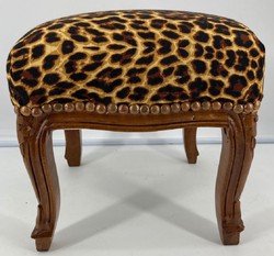 Casa Padrino tabouret baroque léopard motif / marron - Repose pieds de style ancien fait main de style baroque - Mobilier de salon de style baroque