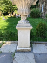 Barock Garten & Terrassen Deko Blumentopf mit Säule Weiß Baroque Garden & Terrace Decorative Flower Pot with Column White