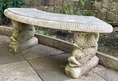 Casa Padrino panca da giardino grigio 138 x 45 x A. 49 cm - Panca in pietra curva in stile orientale - Mobili da giardino orientali