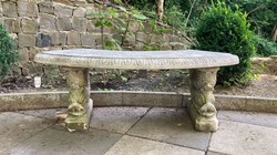 Casa Padrino panca da giardino grigio 138 x 45 x A. 49 cm - Panca in pietra curva in stile orientale - Mobili da giardino orientali