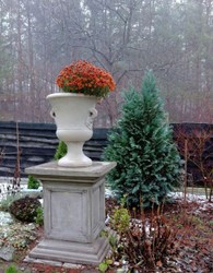 Casa Padrino pot de fleurs décoratif de jardin baroque gris Ø 54 x H. 77 cm - Magnifique cache pot de style baroque - Accessoires de décoration jardin & terrasse baroque